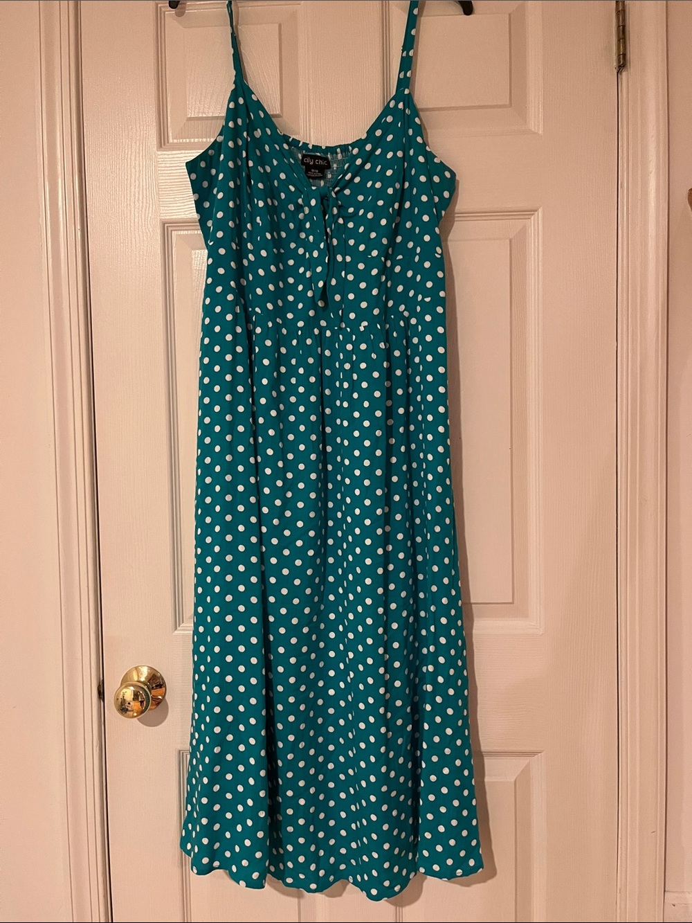 City Chic Teal Polka Dot Midi Dress